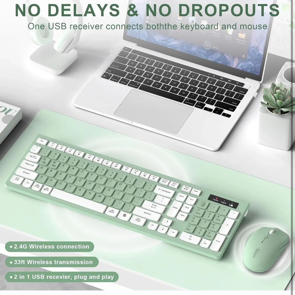 Wireless Keyboard and Mouse Combo, Full-Sized Wireless